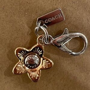 Coach Two-Tone Floral Charm Key Clip
